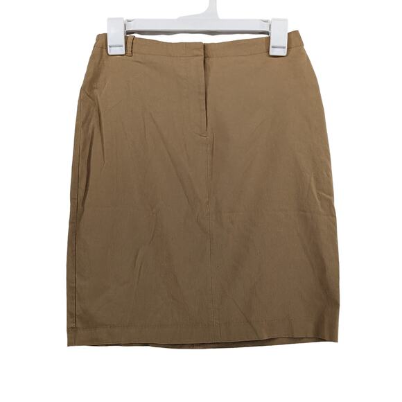 Express Pencil Skirt 1/2 Stretch Khaki Tan Mini Straight Academia Work Career - Picture 1 of 12
